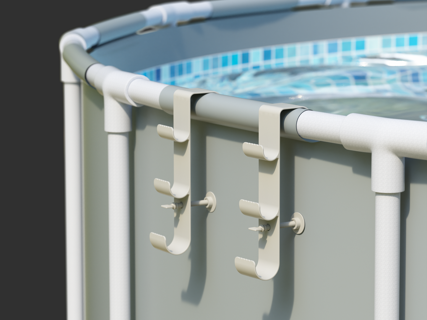 3-Hook Adjustable Heavy-Duty Pool Pole Hanger