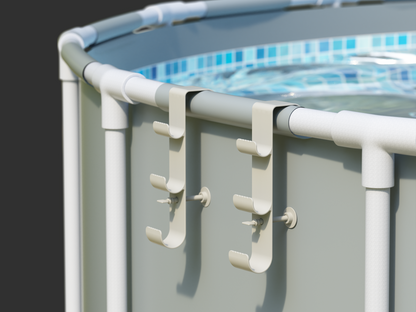 3-Hook Adjustable Heavy-Duty Pool Pole Hanger