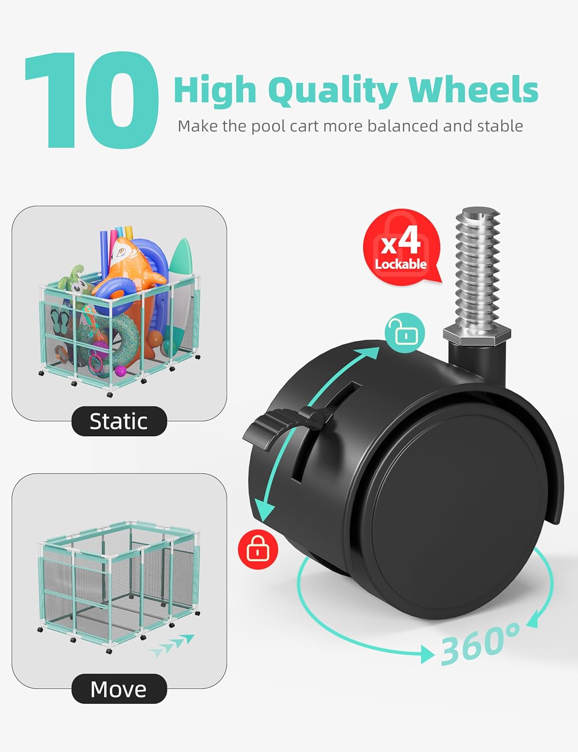 Outdoor Mesh Rolling Pool Float/Toy Storage Bin