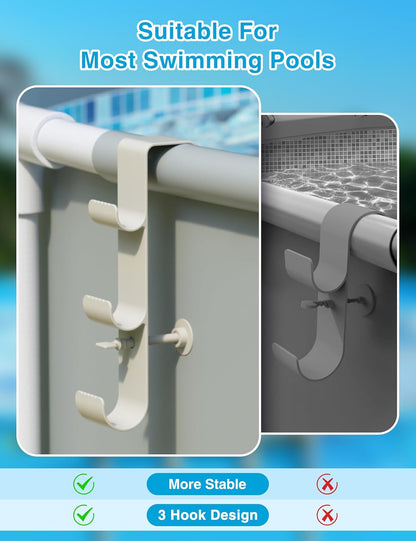 3-Hook Adjustable Heavy-Duty Pool Pole Hanger