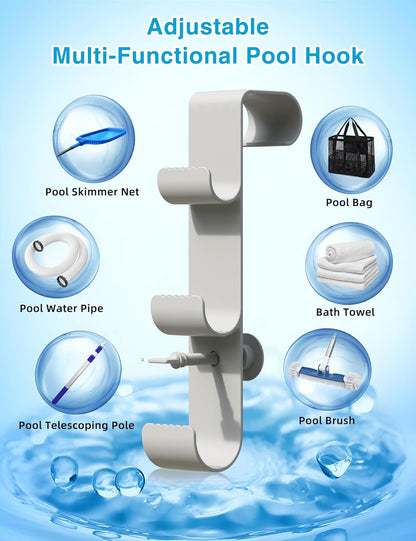 3-Hook Adjustable Heavy-Duty Pool Pole Hanger