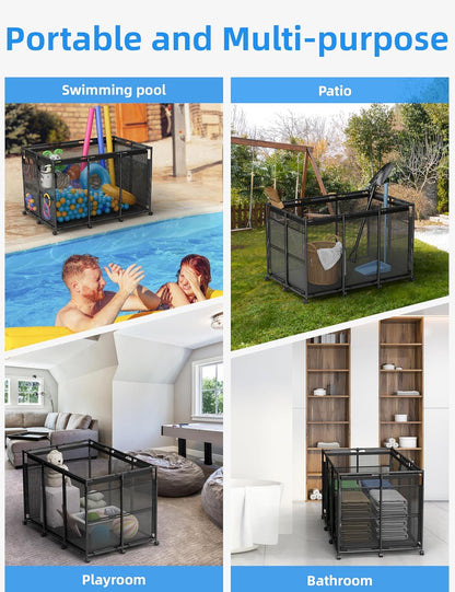 Outdoor Mesh Rolling Pool Float/Toy Storage Bin